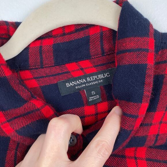 Banana Republic Womens S Dillon Blue & Red Plaid Shirt Cabin Grunge Gorpcore - Picture 5 of 11